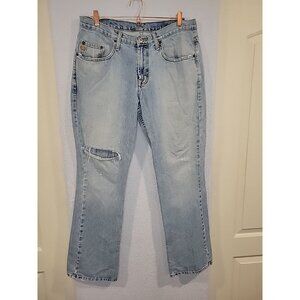 Cinch Mens Blue Jeans White Label 36X34 Pants Distressed Western Cowboy Bootcut